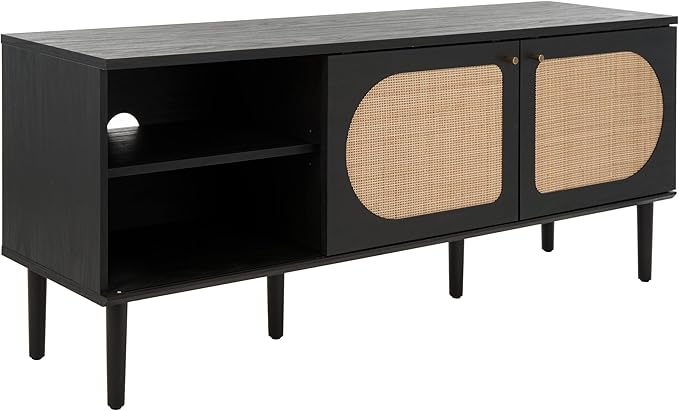 SAFAVIEH Claude TV Stand for up to 65" Flatscreen – Black, 2 Sliding Doors - Image 6