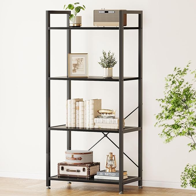 Casaottima Book Shelf, 4 Tier Bookshelf, Modern Wood Bookcase Shelves by Casaottima
