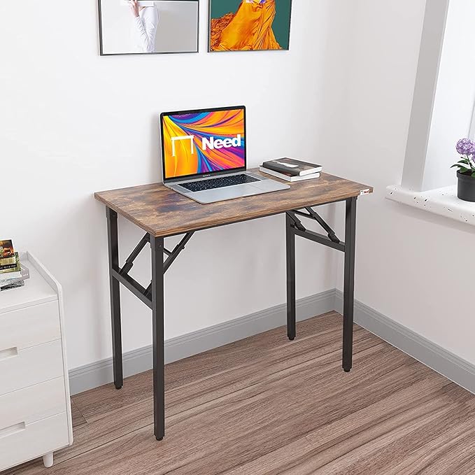 Need Small Desk 31 1/2" No Assembly Foldable Writing Table, Sturdy and Heavy - Image 2