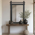Rustic Barn Door Mirror: 24"x36" Black Farmhouse Wood Frame by Besdomus