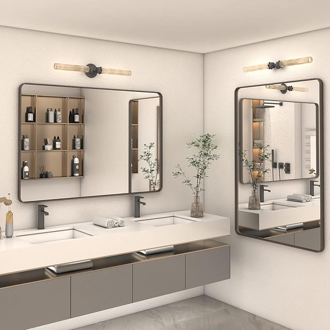 48x30 Bronze Bathroom Mirror for Wall, Brushed Bronze Metal Framed Bathroom - Image 6