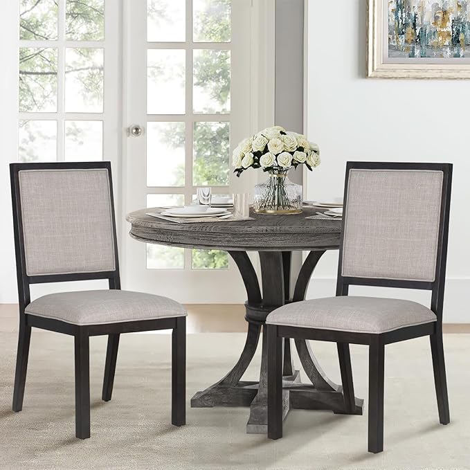 COLAMY Wood Dining Chairs Set of 2, Mid Century Modern Upholstered Kitchen - Image 3