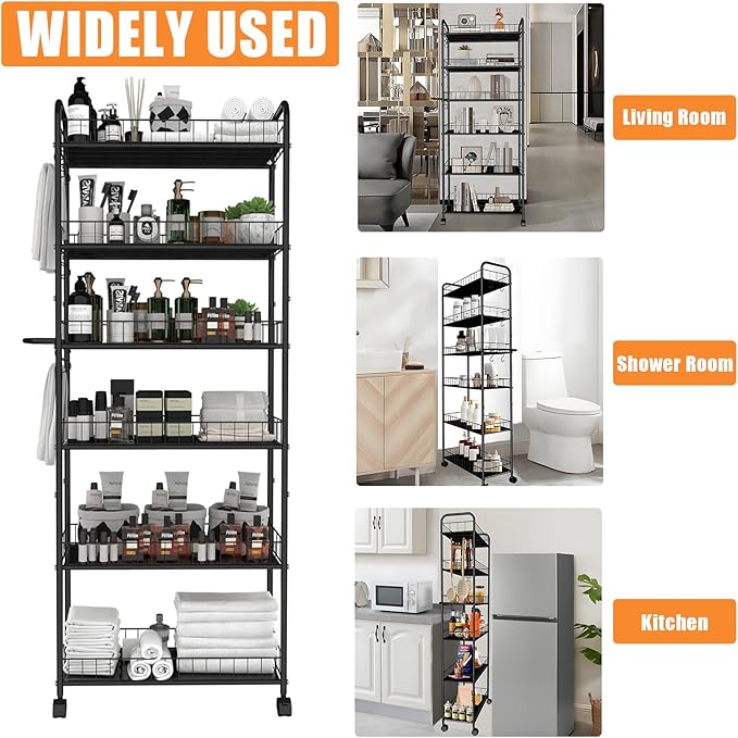 6 Tier 10in Slim Rolling Storage Cart - Image 7