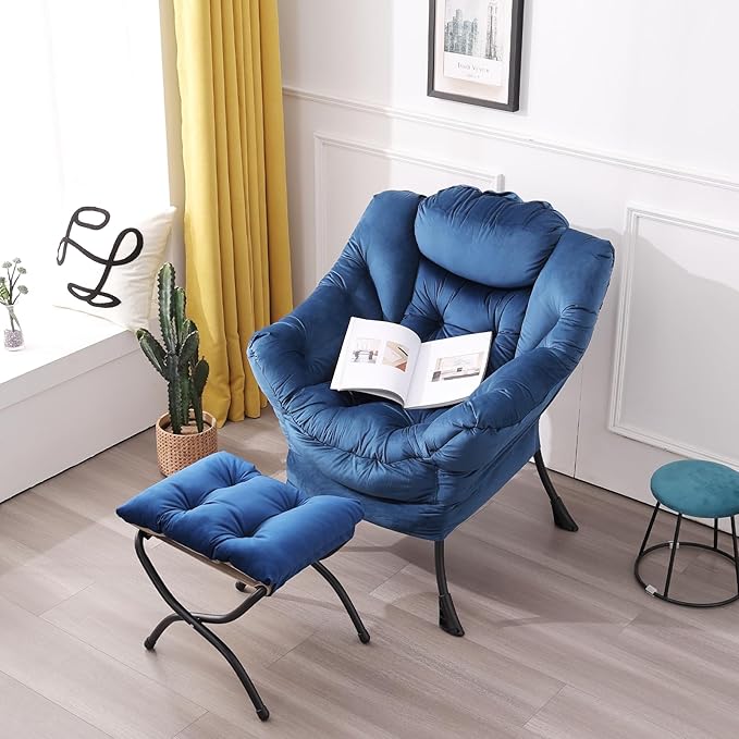 LITA Lazy Chair with Ottoman, Modern Accent Leisure Upholstered Sofa Chair - Image 2