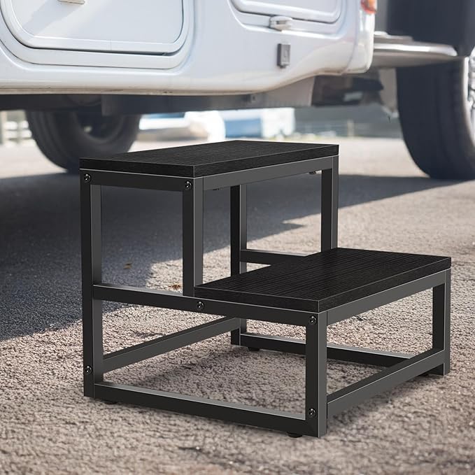 Wood and Metal 2 Step Stool for Adults & Kids – Heavy Duty Rustic Step Stools - Image 6