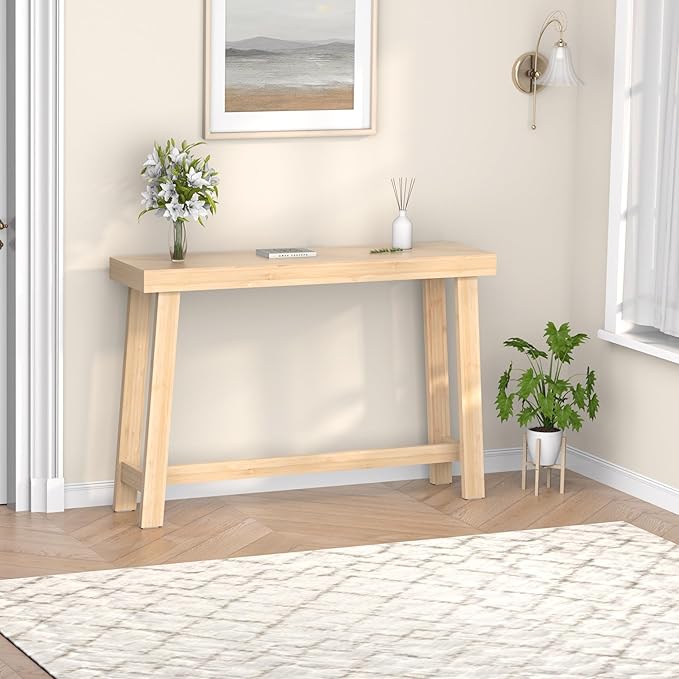 Bamboo Wood Entryway Table 47.2" Console Table, Narrow Sofa Table by Bamboonova