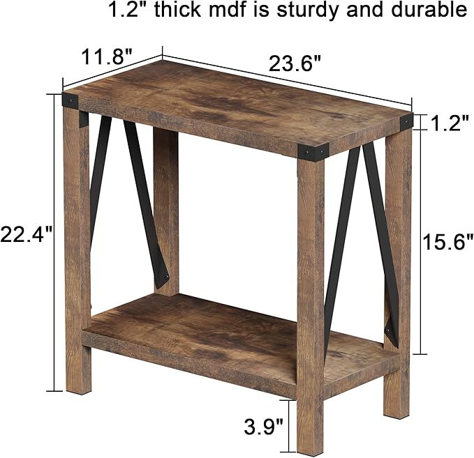 ChooChoo Farmhouse End Table for Small Spaces, Narrow Side End Table - Image 3