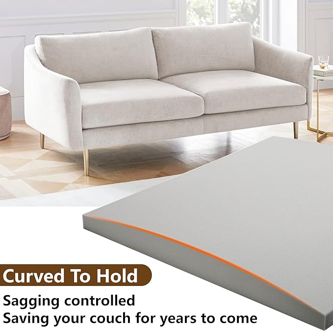 moonoom 22"x22" Couch Cushion Support, Curved High Density Foam Replacement - Image 3