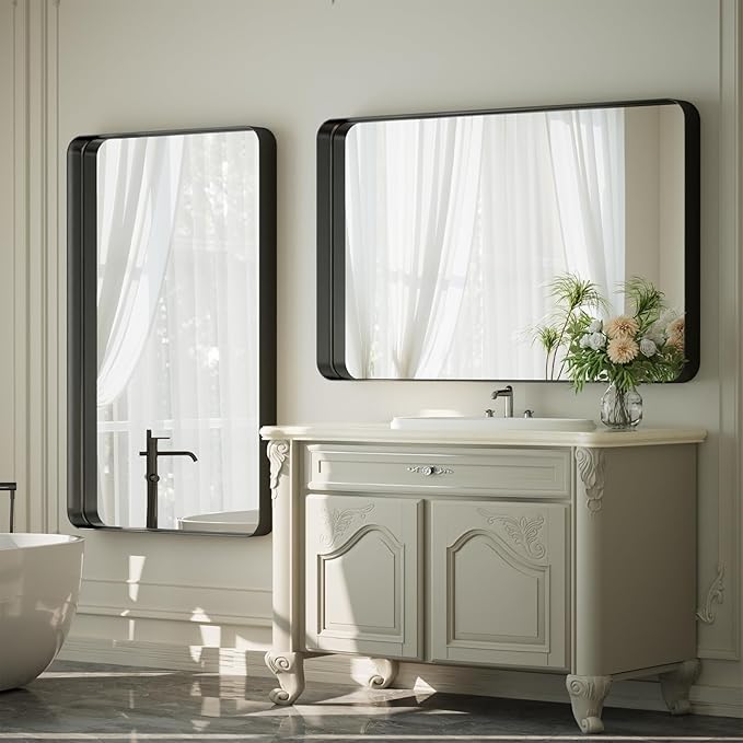 55"x 30" Black Bathroom Mirror - Image 6