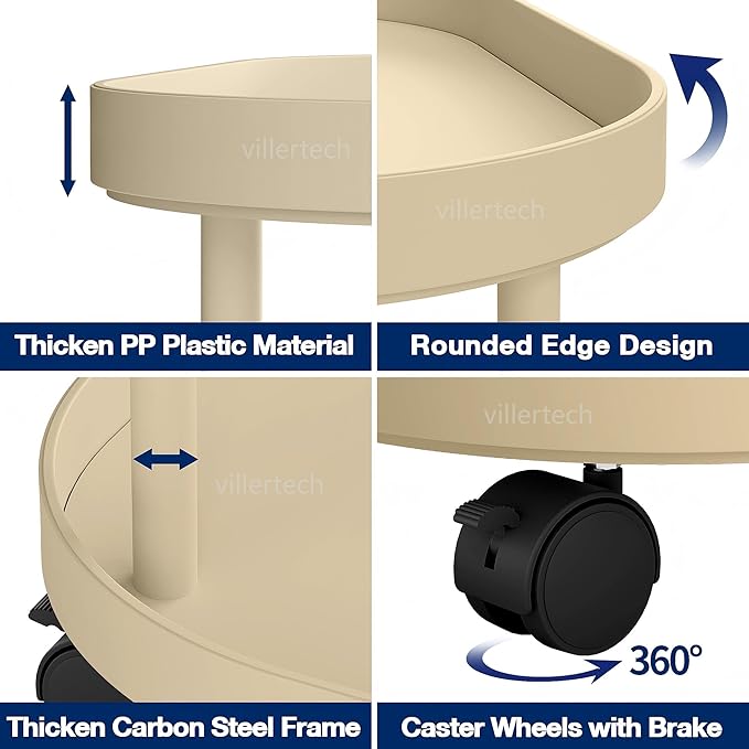 Side Table with Wheels, End Table Living Room Plastic Mobile Sofa Side Table - Image 7