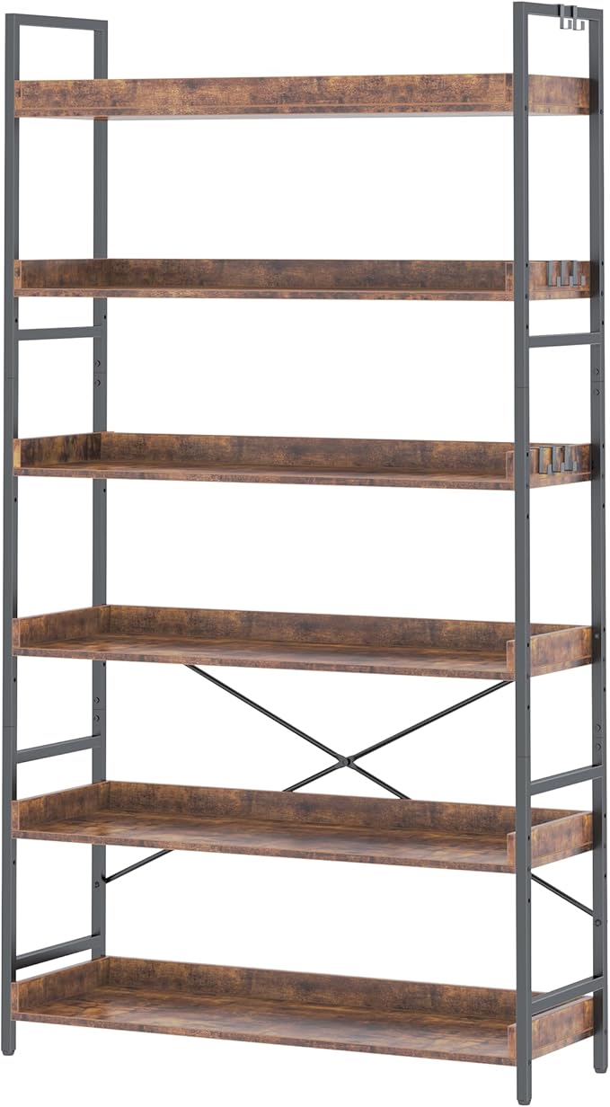 HCHQHS Bookshelf, Adjustable Industrial Bookcase, Vertical Tall Book Shelf by HCHQHS