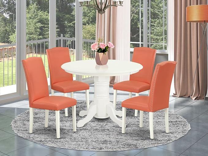 East West Furniture SHEN5-LWH-78 5 Piece Dining Room Furniture Set Includes a - Image 6