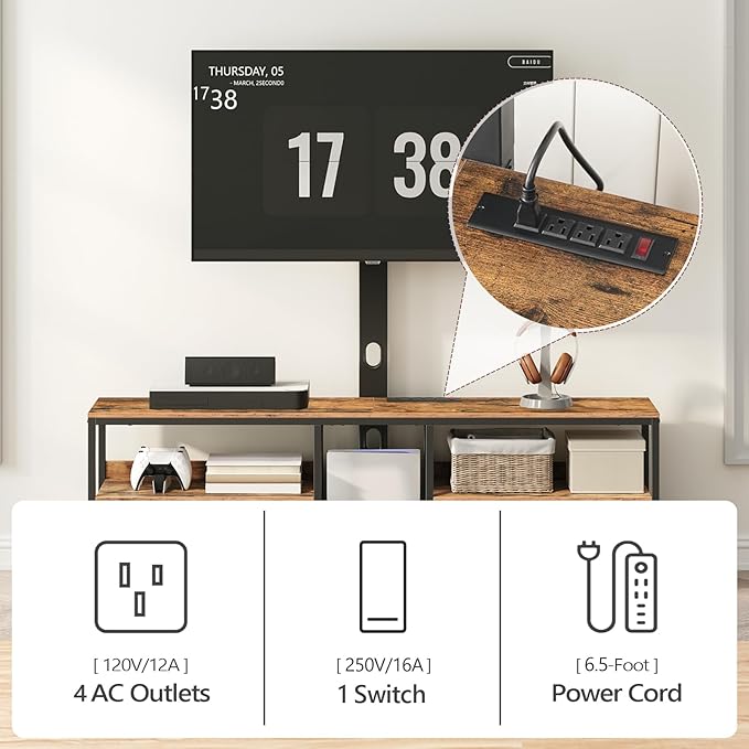 TV Stand with Mount for up to 75", Entertainment Center with Switch-Controlled - Image 6