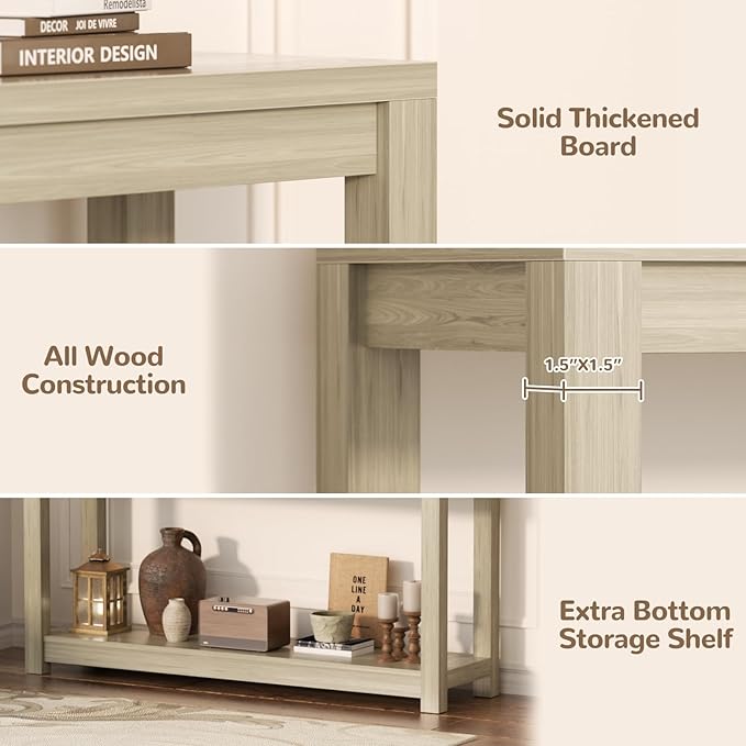 47" Farmhouse Wood Entryway Table Narrow Console Table - Image 5