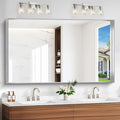 Silver Bathroom Mirror, 36x60 Inch Rectangular Deep Frame Mirror, Large Wall by Unknown