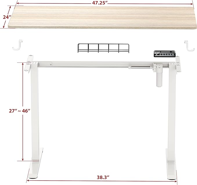 SHW 48-Inch Electric Height Adjustable Sit to Stand Desk - Image 6