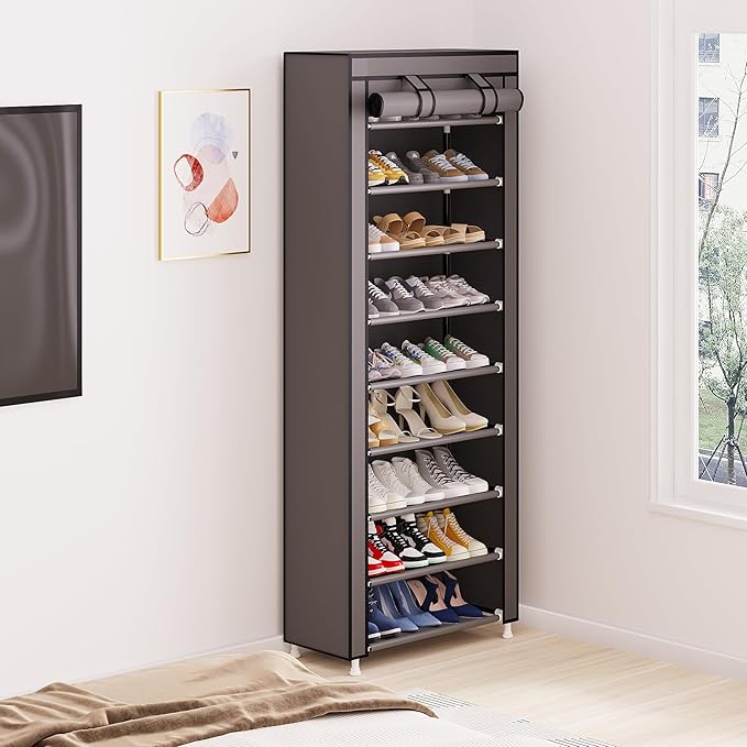 Calmootey 9 Tier Shoe Rack Organizer, Portable Shoe Shelf - Image 7