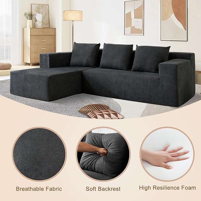 103" Cloud Sectional Sofa, Boneless L-Shape Couch - Image 5