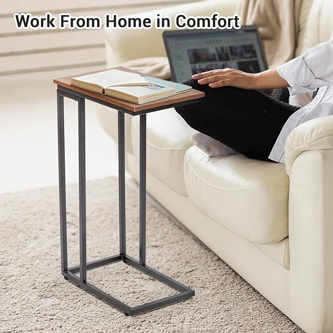 C-Shaped End Table, TV Tray Set of 2, Couch Side Laptop Table, - Image 4