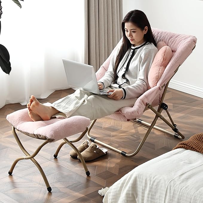 Welnow Comfy Saucer Chair with Ottoman, Oversized Folding Reading Chair - Image 9