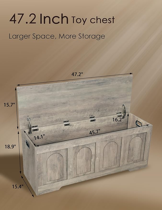 DINZI LVJ Storage Chest, 47.2”Wooden Storage Box - Image 3