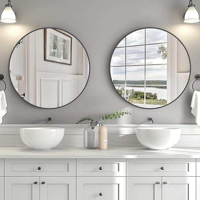 HOMECOOKIN Round Wall Mirror 24" Black Circle Mirror - Image 3