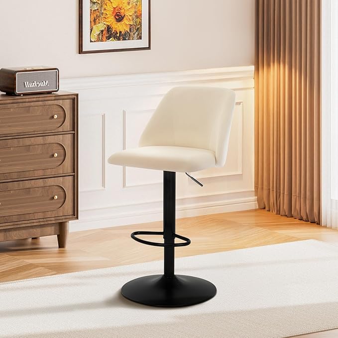COLAMY Bar Stools Set of 4, Modern Swivel Bar Chairs, Adjustable Upholstered - Image 9