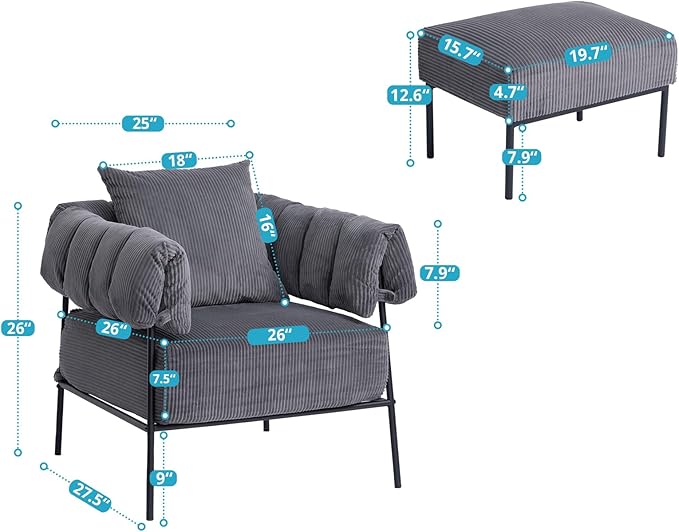 HollyHOME Modern Velvet Accent Chair - Image 3