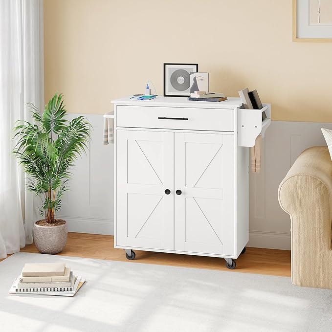 HOOBRO Kitchen Island with Power Outlet, Kitchen Storage Island with Large - Image 8