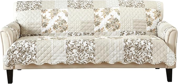 Great Bay Home Patchwork Scalloped Printed Furniture Protector Stain Resistant by GreatBayHome
