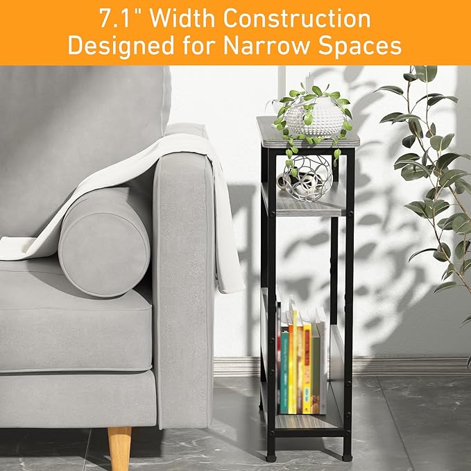 7.1" Narrow Side Table for Small Spaces, 3 Tier Small End Table - Image 5