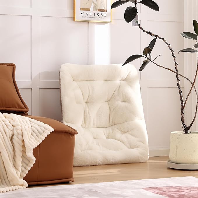Comfy Folded Chair with Ottoman, Oversized Folding Faux Fur Chair Soft Furry - Image 8