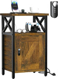 Wooden Nightstand with Lock, Bed Side Table with Drawers, Bedside Table with by Home
