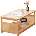 Tiita Coffee Tables for Living Room，Mid Century Modern Storage 2-Tier Coffee by TiitaHome