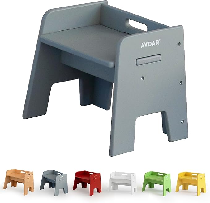 Wooden Step Stool for Kids, 14” One Step Stool for Toddlers, Heavy Duty Non-tip by AVDAR