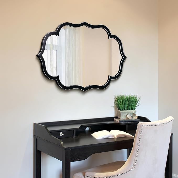 Empire Art Direct Curved Scalloped Wall Mirror on Black Matte Frame - Image 8