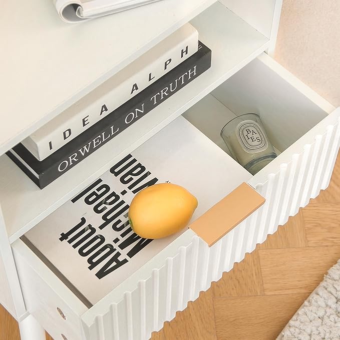 AWASEN White Nightstand, Modern Bedside Table - Image 7