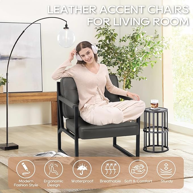 COLAMY Accent Chairs Set of 2, Modern Accent Arm Chairs - Image 5