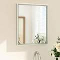 TETOTE Brushed Nickel Bathroom Mirror 16" x 20" Rectangle Beveled Frame by TETOTE
