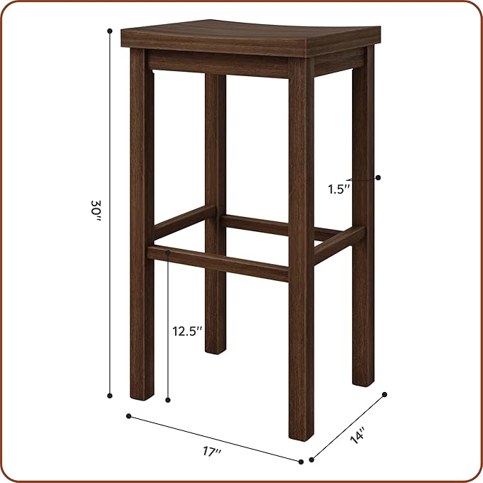 Grain & Grove Smith Collection Set of 4 Solid Wood Bar Stools, 30 inch - Image 2