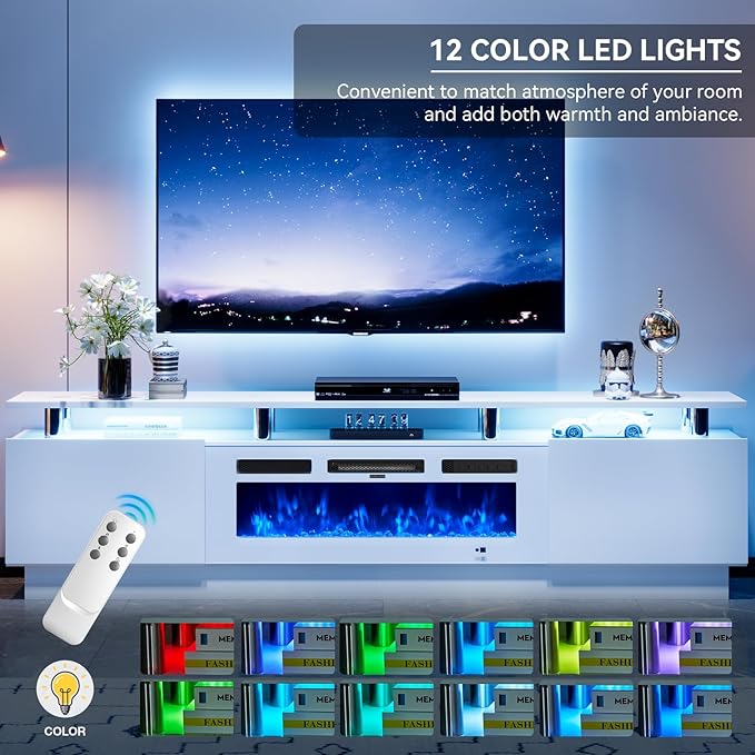 80" Entertainment Center & TV Stand, Modern Media Console - Image 4