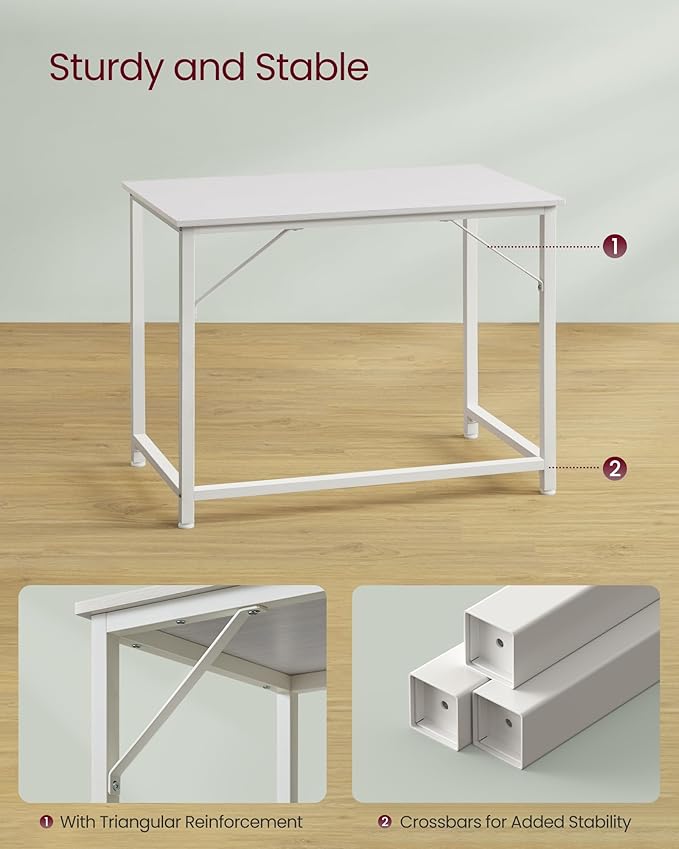 VASAGLE Computer Desk, Office Work Desk, 19.7 x 39.4 x 29.9 Inches, - Image 4