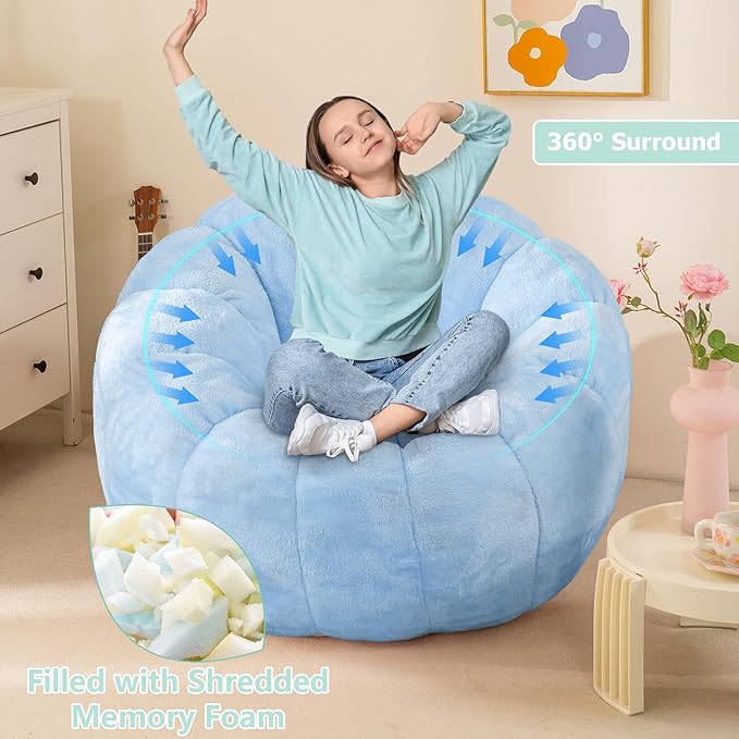 Pumpkin Bean Bag Sofa Chair for Adult, Beanbag Couch - Image 5
