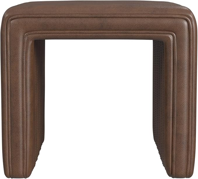 HomePop Modern Channel Tufted Faux Leather Ottoman Home Décor|Ottoman by HomePop