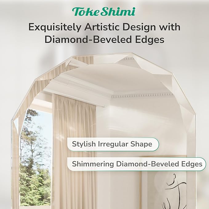 TokeShimi 20x28 Irregular Wall Mirror Beveled, Frameless Mirror Bathroom Stylish - Image 3