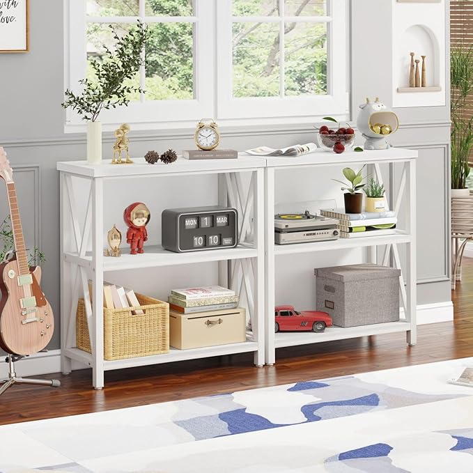 FATORRI Small Bookshelf for Small Space, Short Rustic Low Bookcase, Modern Wood - Image 4