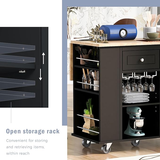 Merax Rubber Wood Kitchen Island - Image 4