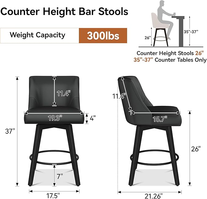 Counter Height Bar Stools Set of 8, Modern Swivel Barstools - Image 2