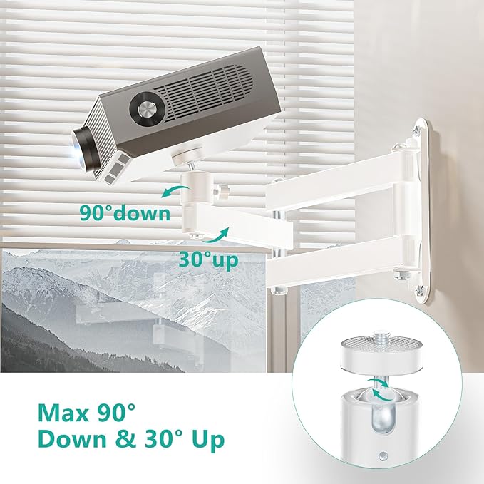 WALI Foldable Projector Wall Mount Universal Adjustable Wall Projector Mount - Image 5