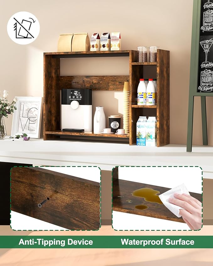 IBUYKE Desktop Bookshelf, 36.8" Desktop Organizer Shelf, Wood Desk Hutch - Image 4